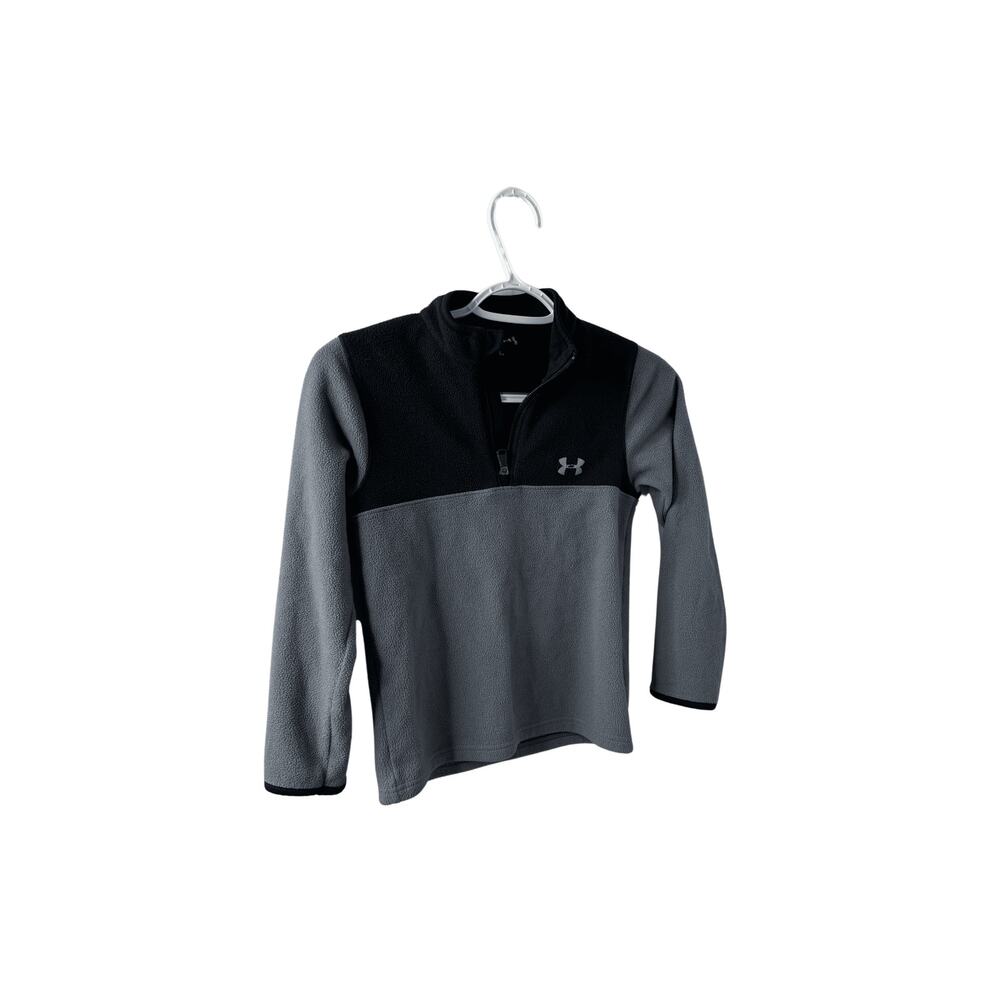 Boys Under Armour 1/4 Zip Fleece Pullover Sweatshirt Black/Gray Size 5